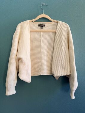Primark Cream Open-Front Ribbed Cropped Sweater